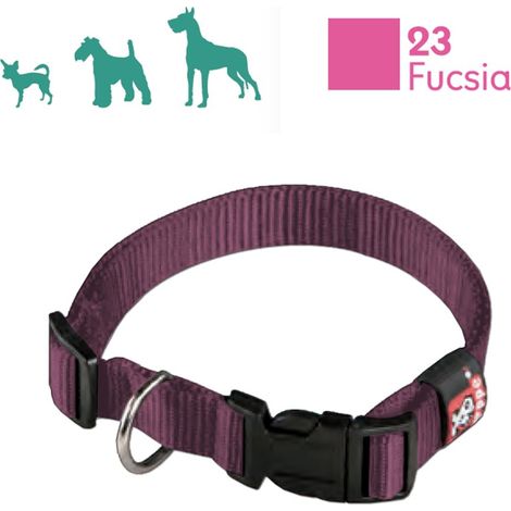 collier en nylon réglable fuchsia pour chiens 15-25 cm