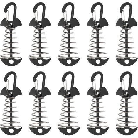 Piquets d'ancrage de terrasse, 10 pièces en alliage d'aluminium coupe-vent avec boucle à ressort, ancre portable pour le camping en plein air (1/5)