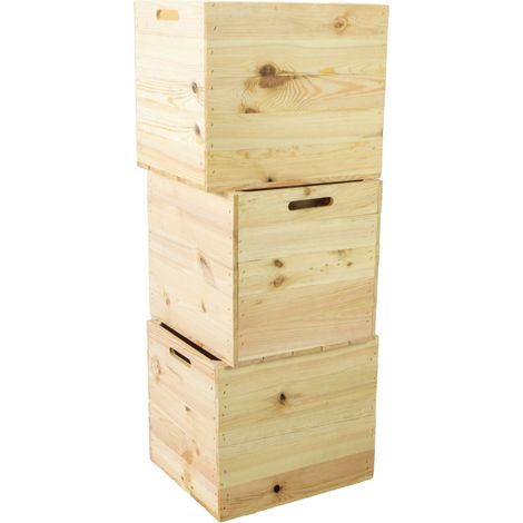 3er set Holzkiste Natur passend für Kallax und Expeditregale (1/5)