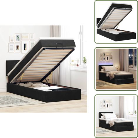 vidaXL Cadre de lit ottoman avec matelas noir 90x190 cm velours (1/5)