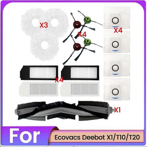 Kit de 16 pièces comprenant brosse, chiffon, sac à poussière et filtre pour aspirateur Ecovacs Deebot X1 (1/5)