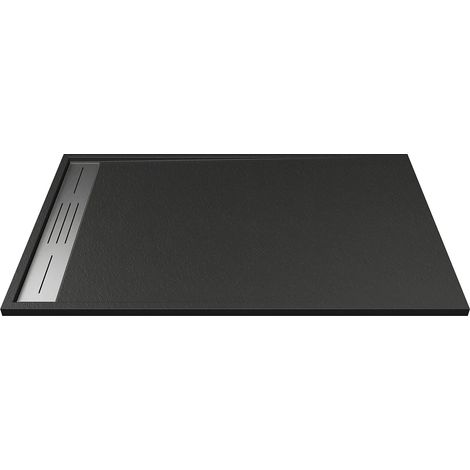 Receveur de douche extra plat à poser ou à encastrer recoupable en résine SMC - Noir - 160 x 90 cm - LYROSA (1/5)