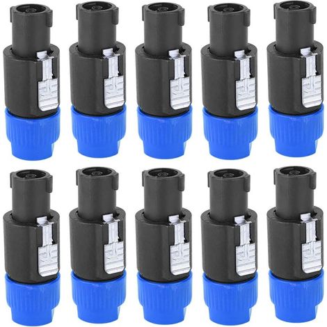 Sollbry 10 conectores para amplificador de cable Speakon de 4 pines, impermeables, para altavoz C-NL4FC (azul) (1/5)