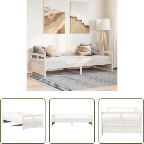 Schlafsofa -  Tagesbett mit Matratze Weiß 80x200 cm Massivholz Kiefer