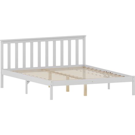 Milan King Size Wooden Bed, Low Foot, White & Gel Memory Foam Pocket Spring Mattress, King (1/5)