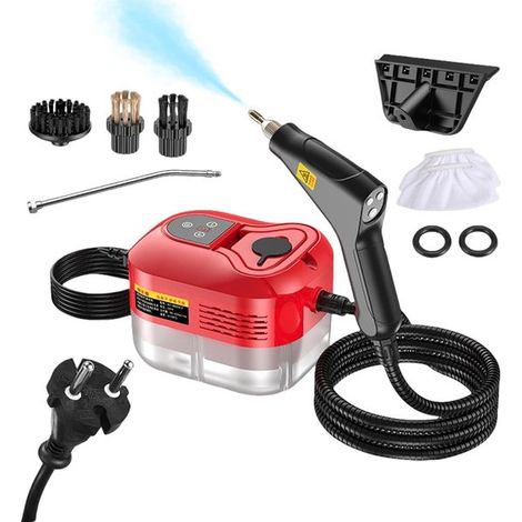 Limpiador a vapor portátil con motor y 8 accesorios, duradero para cocina, juntas de azulejos, suelos, muebles y coches. (1/5)