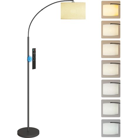 Lampadaire avec télécommande abat-jour réglable 11 température de couleurs et 11 niveaux de luminosité minuterie noir (1/5)