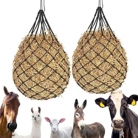 Filet à foin pour chevaux - Accessoires pour chevaux - Sac à foin pour chevaux - Râtelier à foin - Filet d'alimentation avec design de sac à foin - Contrôle de la vitesse d'alimentation (1/5)