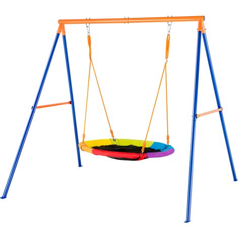 Mophorn A-Frame Swing Set, 440lbs Kapazität, 40“ Untertasse Schaukel, Metallständer, verstellbare Seil für Hinterhof