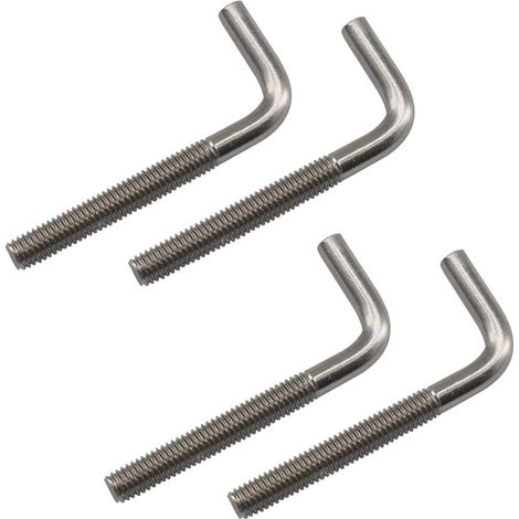 4 pièces boulons d'ancrage L, M12x100 mm, acier inoxydable 304, angle droit, fixation robuste pour extérieur et chantier