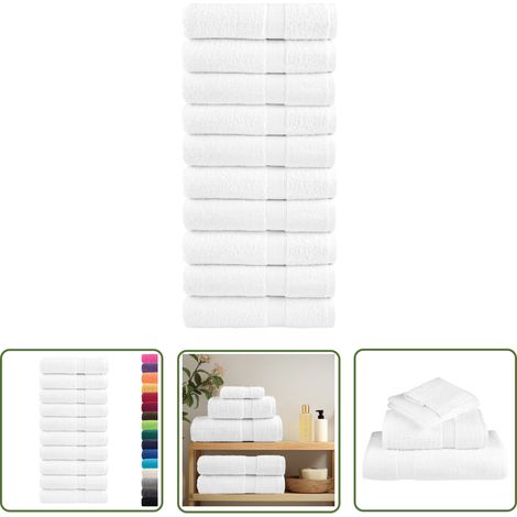 The Living Store Premium-Handtücher SOLUND 10 Stk. Weiß 50x100cm 600 g/m² - Baumwolle - Handtücher - Weiße Handtücher - Badezimmertextilien - Küchenhandtücher (1/5)