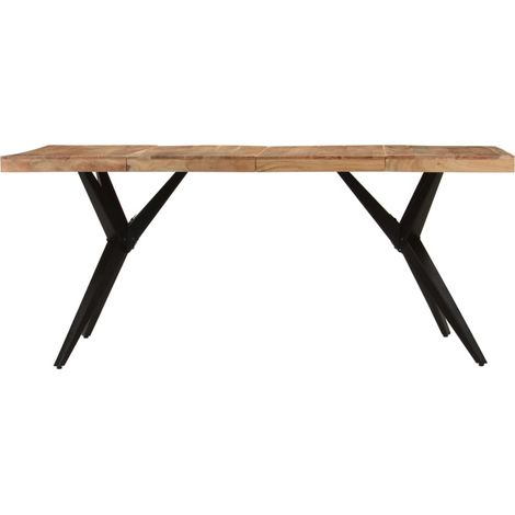Table à dîne Table de salle à mangerr noir 180x90x77 cm bois d'acacia solide (1/5)