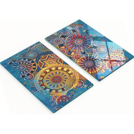 Tableros de vidrio elegantes y duraderos con estampados geom茅tricos impresos, 2x30x52 cm.