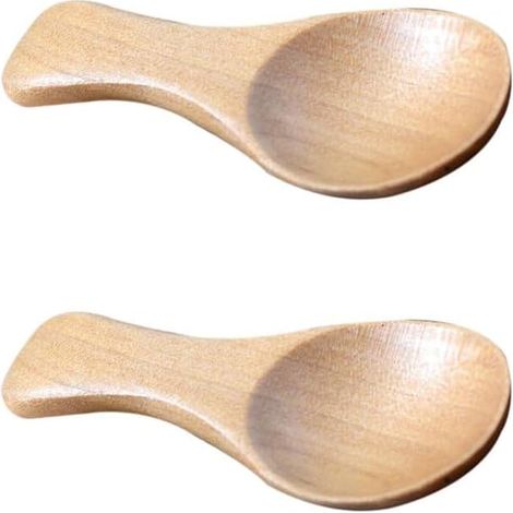 Lot de 2 mini-cuillères en bois de kaki à manche court, idéales pour les petits pots de confiture, les épices, le sucre, le miel, le thé ou le café. Accessoire de cuisine, ustensiles et gadgets de cui (1/5)