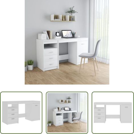 vidaXL Bureau blanc - Bureau Blanc 140x50x76 cm Bois d’ingénierie (1/5)