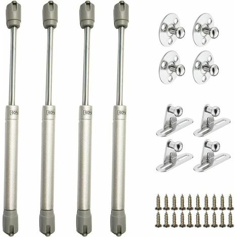 Resortes de gas hidráulicos para elevación de puertas de armarios, muebles de cocina - Amortiguadores de bisagra, 60 N/6 kg, longitud 270 mm - Juego de 4. (1/5)