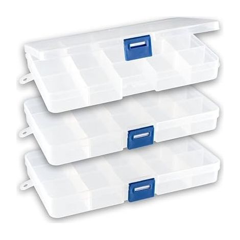 Boîte de rangement transparente avec 15 compartiments et couvercle à charnière (1/5)