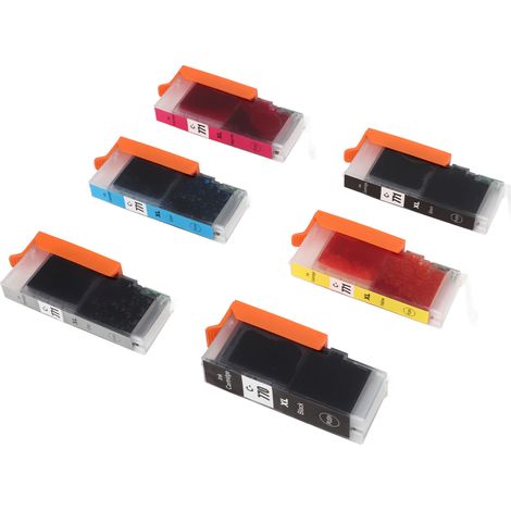 Set aus schwarzen und farbigen Tintenpatronen, kompatibel mit PIXMA MG5770 MG6870 MG7770 TS5070 TS6070 TS8070, 6er-Packung BK CMY GY, hochwertiger Ersatz. (1/5)