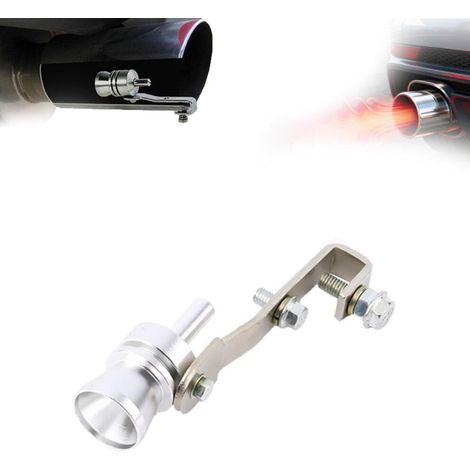 Adecuado para generadores de sonido de escape muy fuerte y silbidos de turbocompresor, compatible con tubos de escape de automóviles/motos/camiones (plateado, L).