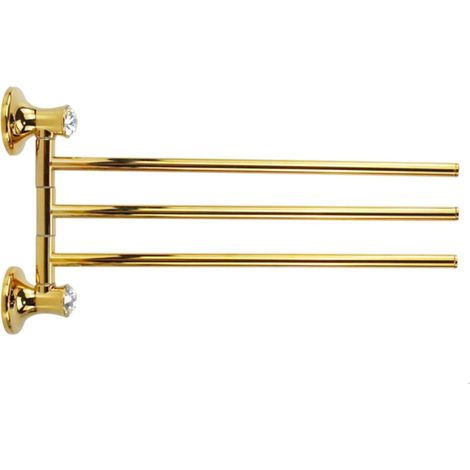 Porta asciugamani da Bagno 3 bracci a Muro in acciaio oro con punto luce cristallo in acrilico accessori bagno (1/2)