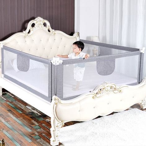 Barrière de lit 1 côté Bed Rail for Toddlers Barriere de lit Anti-Chute(200cm Gris) (1/5)