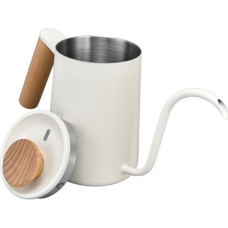 Cafetière à filtre en acier inoxydable avec poignée et bec verseur en col de cygne long, 600 ml, blanc mat, 600 ml (1/5)