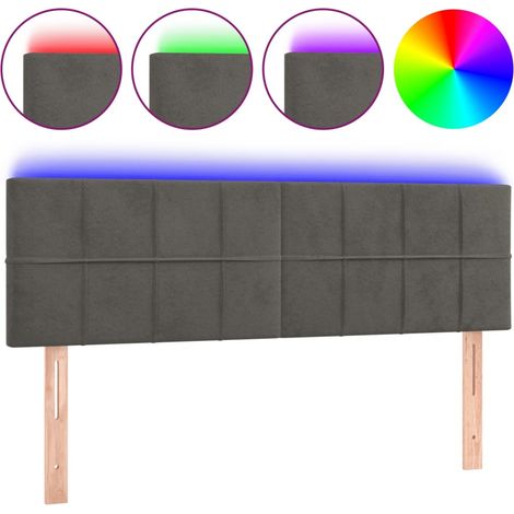 Tête de lit à LED Résistante et économique, Panneau de lit, Gris foncé 144x5x78/88 cm Velours OIB1054E (1/4)