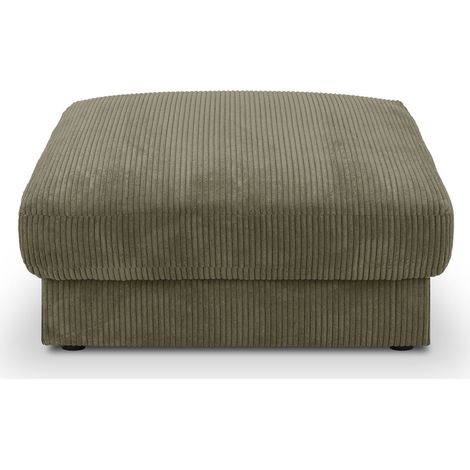 Pouf en velours côtelé vert kaki - Robin (1/5)