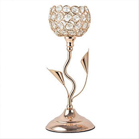 Goldener Kristallleuchter, blütenförmiger Eisenleuchter, S (1/5)