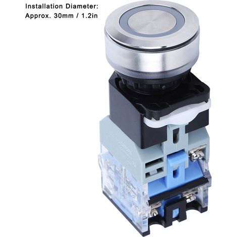 30-mm-Drucktaster, blau, 220 V Wechselstrom, selbstverriegelnd, Industriebedarf GQ38 (1/5)