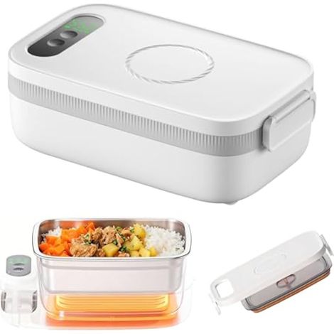 Gamelle Chauffante, Bote à Lunch électrique Sans fil pour Adultes 1L Lunch Box Chauffante Electrique avec Batterie Réservation et Réglage Température pour Travail Voiture Chantier (1/5)