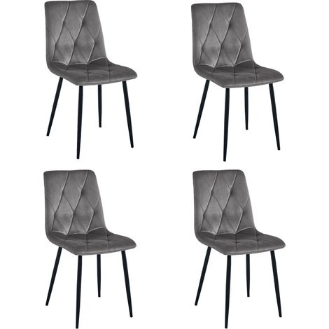 Silla Libra - terciopelo gris oscuro / patas negras x 4 (1/5)