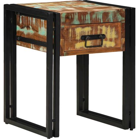 Table d'appoint,Table basse,Table de Salon 40 x 40 x 50 cm Bois recyclé massif et métal CFW73511 (1/4)