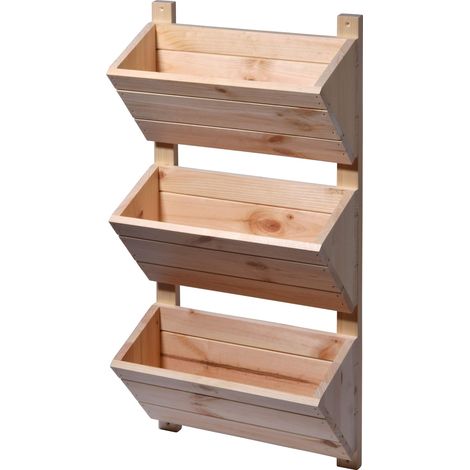 Étagère murale avec 3 jardinières - Escalier à fleurs en bois - Échelle à fleurs pour montage mural - Escalier pour plantes pour jardin, terrasse, balcon - 38 x 17,5 x 79 (1/5)