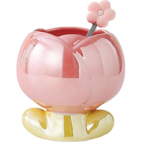 Tasses en céramique tendance pour eau, lait, café et glace, jolies tasses fleurs. (1/5)