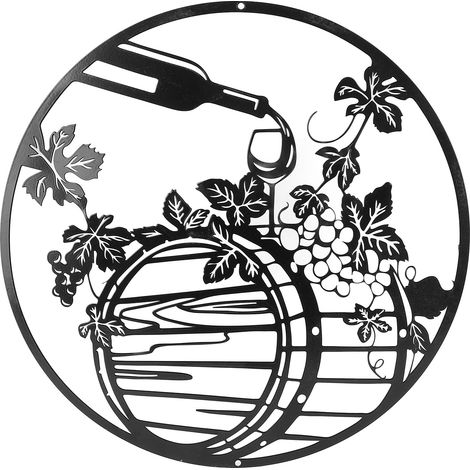 murale ronde de 30 cm en forme de bouteille de vin et de (1/5)
