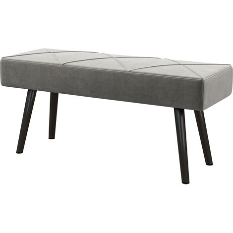 Polsterbank In Samtoptik Sitzbank, Bettbank, Flurbank Mit X-Muster, Bis 120 Kg, Für Schlafzimmer, 100X36X45 Cm, Grau