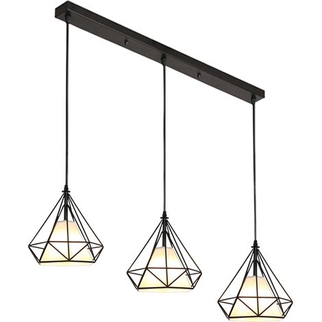Pendelleuchte Industrial Käfig - Schwarz 20CM Lampenschirm aus Eisen Hängeleuchte E27 Höhenverstellbar für Wohnzimmer Esszimmer Küche Flur Cafét
