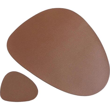 Sets de table isolants thermiques en PU, lot de 2, marron (1/5)