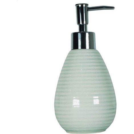 TrAdE Shop Traesio - Portasapone Porta Sapone Cilindrico Bianco 10334 Trama Righe Ceramica Sapone -