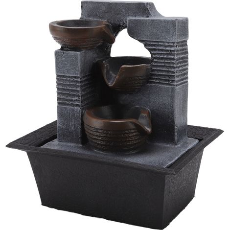 4-stufiger Tischbrunnen aus Kunstharz mit bunten Lampenperlen für Büro und Zuhause, EU-Stecker 220 V (1/5)