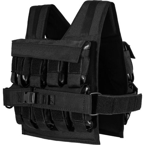 Weighted Workout Vest, Adjustable 20 kg, Black