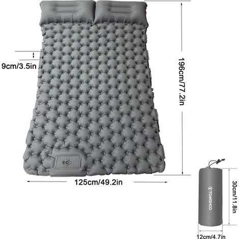 Tapis de Camping pour 2 personnes avec oreiller à Air, matelas Portable imperméable, coussin de couchage pour sac à dos (1/5)