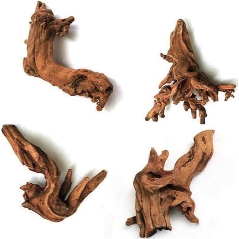 Natural Submerged Wood Pieces Set of 4 – 5-10cm Random Shape Tree Roots – Aquascaping Aquarium Decoration Climbing Pet Habitat Natural Wood Ornaments (1/5)