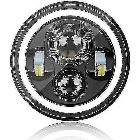 Phare LED 7 pouces avec feu de jour et clignotants pour moto Harley Davidson (1 pièce) - noir (1/5)