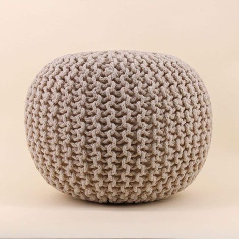 Pouf rond tricot 40x30cm (1/5)
