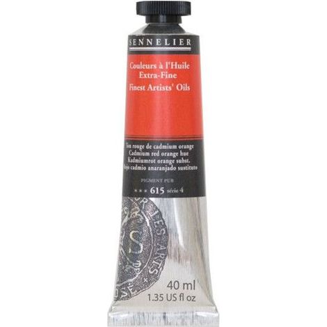 Couleurs à l'huile - Sennelier - Cadmium Rouge Orange Hue - 40ml - Pigments naturels - Finition satinée