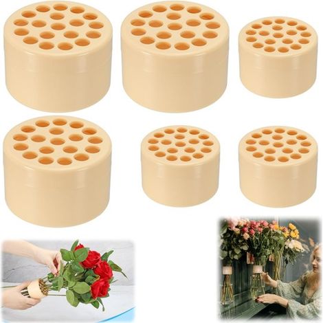 Supports à bouquets lot de 6 - tiges en spirale 7 et 4 cm pour composition florale, jaune (1/5)