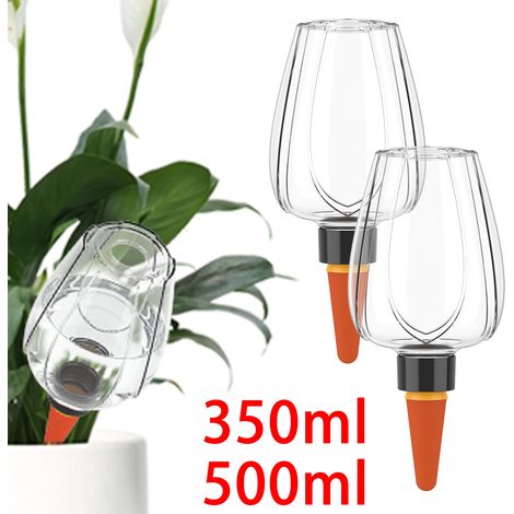 (500 ml, 2 pièces) 4 globes d'arrosage transparents à arrosage automatique pour pots de fleurs d'intérieur et de jardin. (1/4)