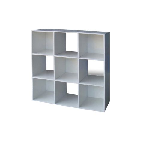 Libreria Cubo 9 vani quadri colore bianco cm91x30x91h in melaminico scaffale mobile (1/2)